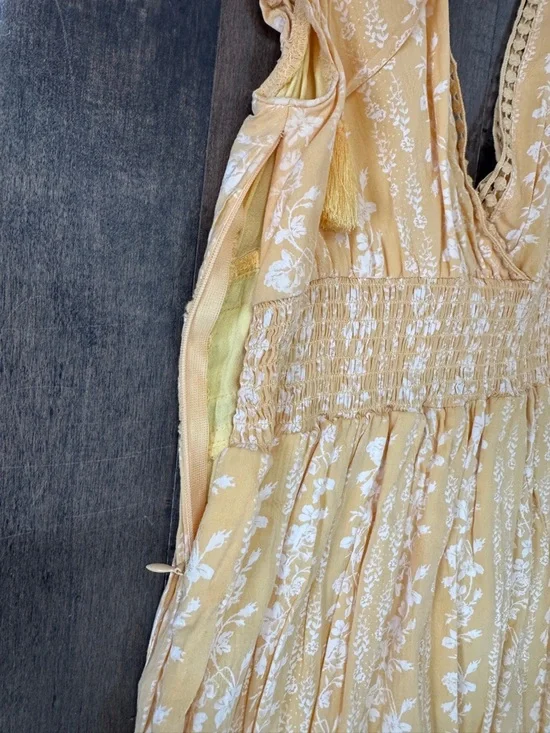 In Bloom Yellow Floral V-Neck Maxi with Flutter Sleeves - Picture 4 of 6